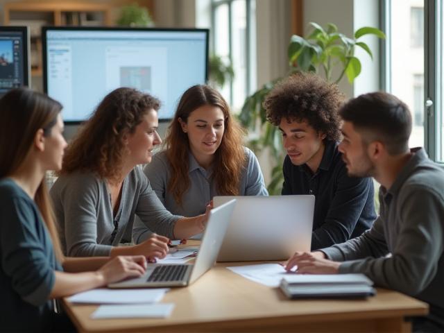 Image showing diverse team members collaborating in a modern studio setting in Mumbai