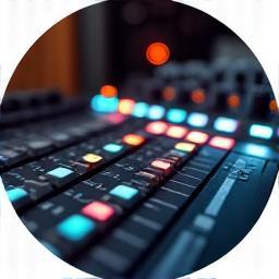 Audio mixing board, representing sound design and mixing